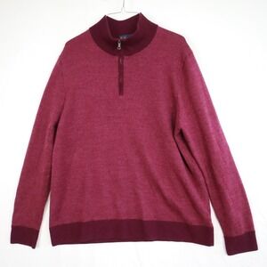 Brooks Brothers Sweater Mens 2XL XXL Washable Merino Wool 1/4 Zip Pullover Knit